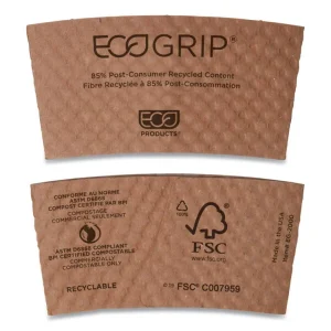 Ecogrip Hot Cup Sleeves – Renewable And Compostable, Fits 12, 16, 20, 24 Oz Cups, Kraft, 1,300/carton