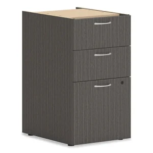 Mod Support Pedestal, Left Or Right, 3-Drawers: Box/box/file, Legal/letter, Slate Teak, 15″ X 20″ X 28″