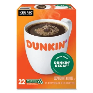 K-Cup Pods, Dunkin’ Decaf, 22/box