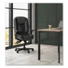 Hvl151 Executive High-Back Leather Chair, Supports Up To 250 Lb, 17.75″ To 21.5″ Seat Height, Black - Image 3
