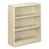 Metal Bookcase, Three-Shelf, 34.5w x 12.63d x 41h, Putty