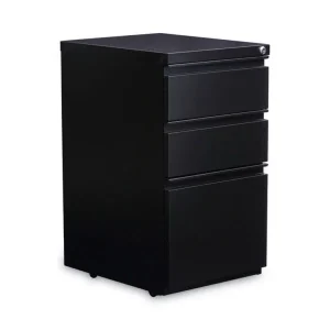 File Pedestal With Full-Length Pull, Left Or Right, 3-Drawers: Box/box/file, Legal/letter, Black, 14.96″ X 19.29″ X 27.75″