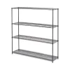 BA Plus Wire Shelving Kit, Four-Shelf, 72w x 24d x 72h, Black Anthracite Plus