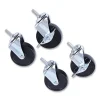 Optional Casters for Wire Shelving, Grip Ring Type K Stem, 4″ Wheel, Black/Silver, 4/Set (2 Locking)
