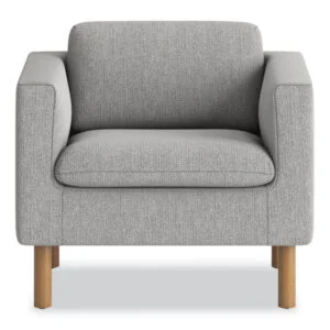Parkwyn Series Club Chair, 33″ x 26.75″ x 29″, Gray Seat, Gray Back, Oak Base