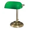 LED Bankers Lamp with Green Shade, Cable Suspension Neck, 13.5″ High, Antique Brass, Ships in 4-6 Business Days