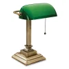 LED Bankers Lamp with Green Shade, Cable Suspension Neck, 13.5″ High, Antique Brass, Ships in 4-6 Business Days - Image 2