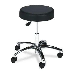 Pneumatic Lab Stool, Backless, Supports Up To 250 Lb, 17″ To 22″ Seat Height, Black Seat, Chrome Base