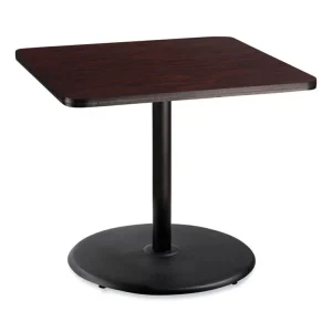 Cafe Table, 36w x 36d x 36h, Square Top/Round Base, Mahogany Top, Black Base, Ships in 7-10 Business Days