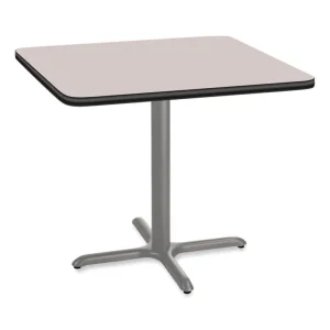 Cafe Table, 36w x 36d x 36h, Square Top/X-Base, Gray Nebula Top, Black Base, Ships in 7-10 Business Days