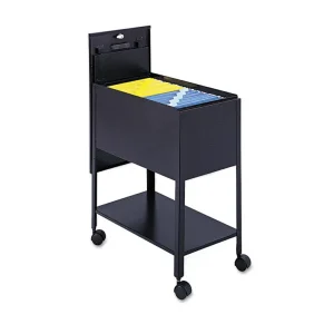 Extra-Deep Locking Mobile Tub File, Letter Size, Metal, 1 Shelf, 1 Bin, 13.5″ x 24.75″ x 28.25″, Black