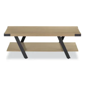 Coffee Table, Rectangular, 51 x 23.78 x 16, White Ash Top, Silver Base , Ships in 1-3 Business Days