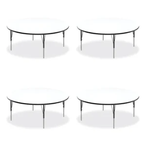 Markerboard Activity Tables, Round, 60″ x 19″ to 29″, White Top, Black/Silver Legs, 4/Pallet, Ships in 4-6 Business Days