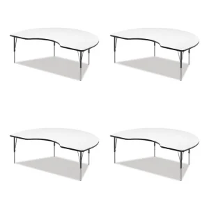 Markerboard Activity Table, Kidney Shape, 72″ x 48″ x 19″ to 29″, White Top, Black Legs, 4/Pallet, Ships in 4-6 Business Days