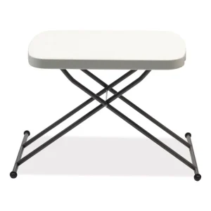 Height-Adjustable Personal Folding Table, Rectangular, 26.63″ x 25.5″ x 25″ to 36″, White Top, Dark Gray Legs