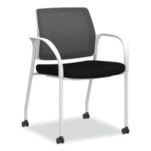 Ignition Series Mesh Back Mobile Stacking Chair, Fabric Seat, 25 x 21.75 x 33.5, Black/White, Ships in 7-10 Business Days