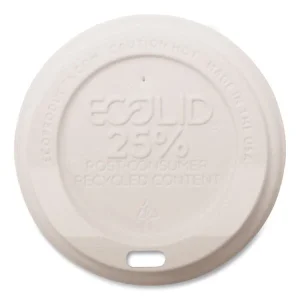 Ecolid 25% Recycled Content Hot Cup Lid, White, Fits 8 Oz Hot Cups, 100/pack, 10 Packs/carton