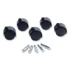 Deluxe Duet Casters, Grip Ring Type B and Type K Stems, 2″ Soft Polyurethane Wheel, Matte Black, 5/Set