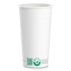 Compostable Paper Hot Cups, ProPlanet Seal, 20 oz, White/Green, 600/Carton