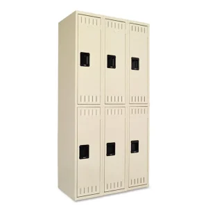 Double-Tier, Three-Column Locker, 36w X 18d X 78h, Two-Tone Tan